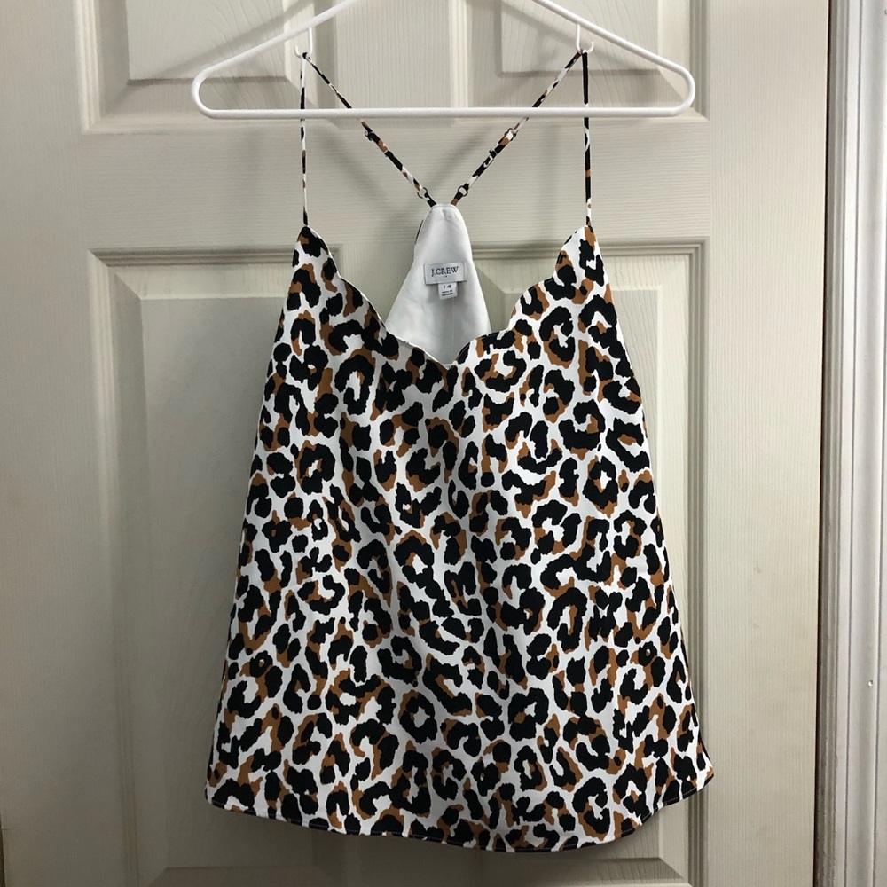 Strappy leopard tank with sexy scalloped neckline